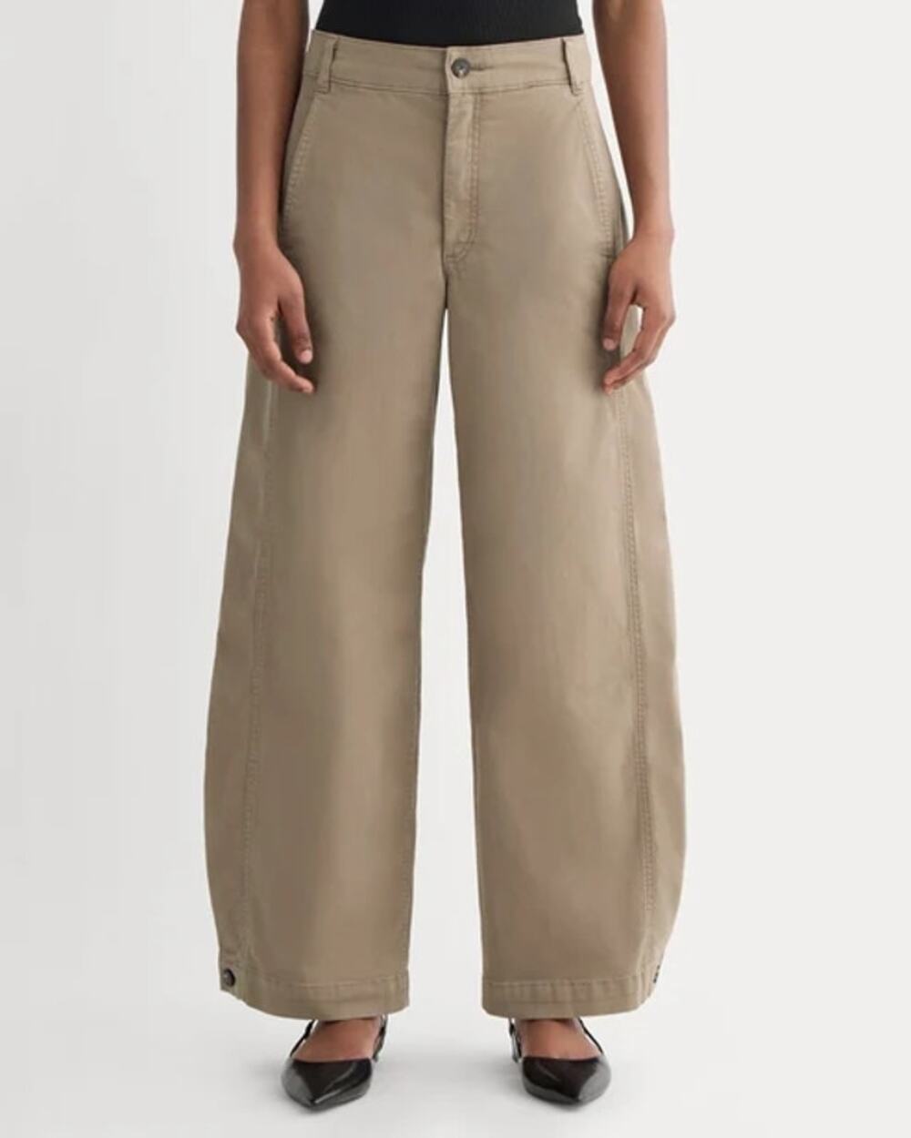 Everlane The Balloon Chino Women's 2 Soft Brown High Rise Wide Barrel Leg Pant